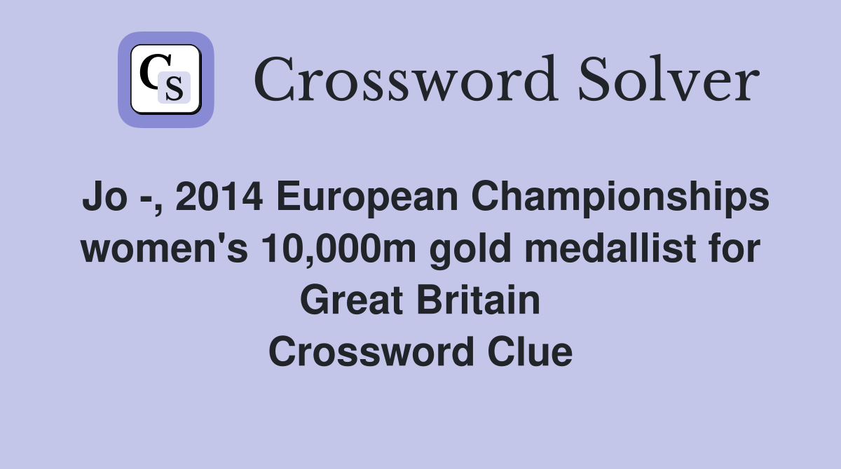 Jo -, 2014 European Championships women's 10,000m gold medallist for